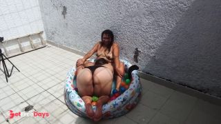 hot girls make video in the backyard showing their big tits.-5