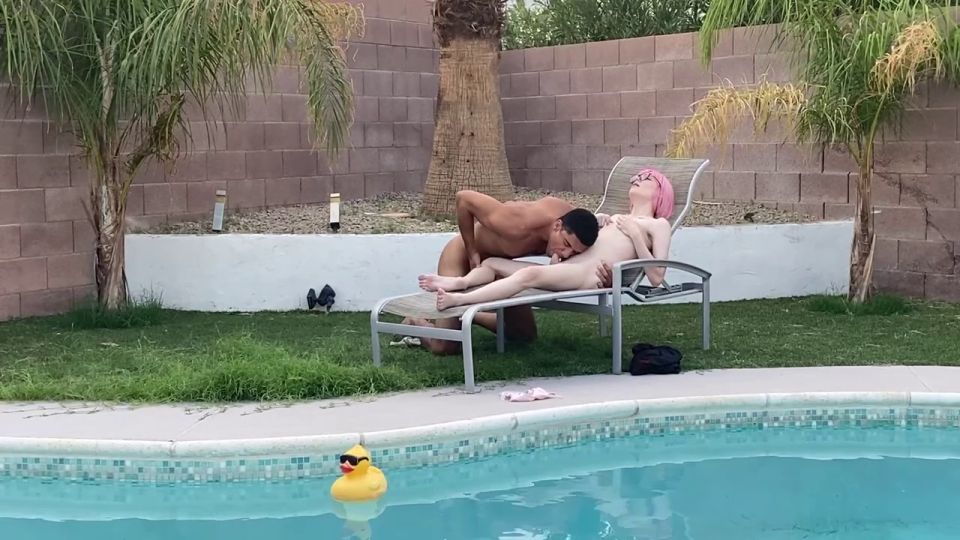 xxx clip 35 femdom mind control Andre Stone - Pink Hair Trans Girl Claire Gemini Sucks Cock by the Pool (17-12-2022) [HD, 720p], bareback on femdom porn