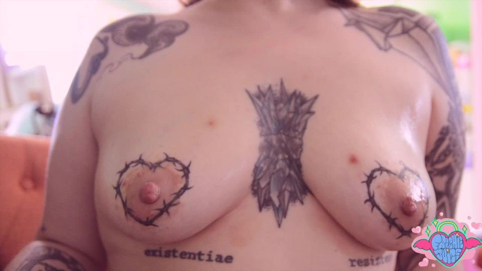 Freshie Juice OILED TATTOOED TITS IGNORE - Femdom POV