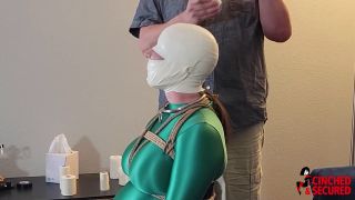 Minx Grrl - Super heroine tied, head fully taped and vibe...-6