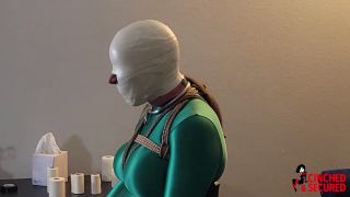 Minx Grrl - Super heroine tied, head fully taped and vibe...-7