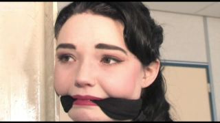 Lady in red Pole-tied  cleavegagged-9