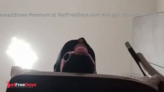 Tied up, blindfolded and ballgagged milf gets fucked in her mouth, pussy and ass-1