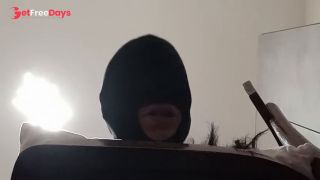 Tied up, blindfolded and ballgagged milf gets fucked in her mouth, pussy and ass-5