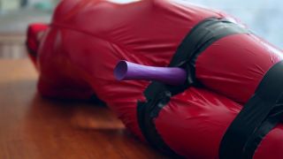 Sangini - Red Latex Doll Tape Bondage With Vibrator - BDSM-6