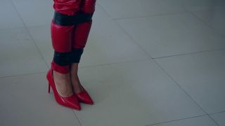 Sangini - Red Latex Doll Tape Bondage With Vibrator - BDSM-7