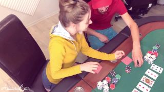 Allice LeoSTRIP POKER Homemade - I win but he still DESTROYS me with his BIG DICK-0