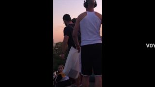 Tight clingy dress reveals big butt and thong-7