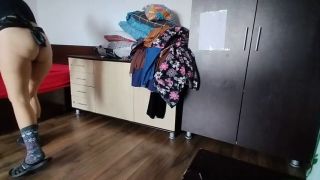 Caught Masturbating Sexy wife, hairy pussy, big ass, vacuum cleaner in empty house.-6