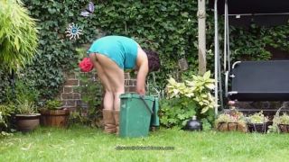 Neighbour with no panties  gardening.-0