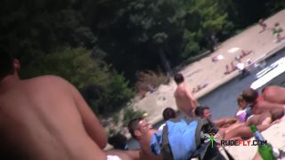 Castrated sissy at the nude plage  2-5
