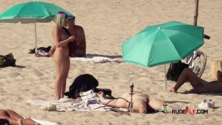 Youthfull naturist friends naked together at the  strand-1