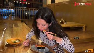 [GetFreeDays.com] I cum on a girls face in Public Sushi Bar and she eats rolls with Cum on her face - Cumwalk Sex Film March 2023-5