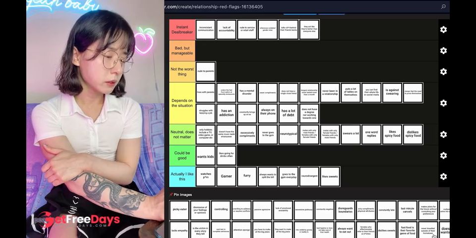 Fit nerdy girl Peachy ranks relationship red flags in a tier list - Furry Cheated Gamer and more