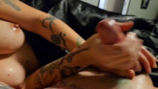 Yallternative Couple - Intense oiled cock ring edging handjob with multiple thick cumshots-5