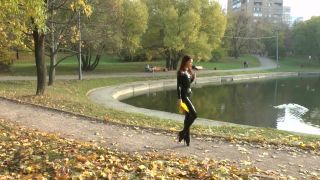 9274 - Sexy Redhead In Latex Catsuit And Balletboots Walking - [Feet porn]-7