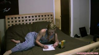 DiaperedonlineDolly Dolly Overalls Coloring on Bed-2