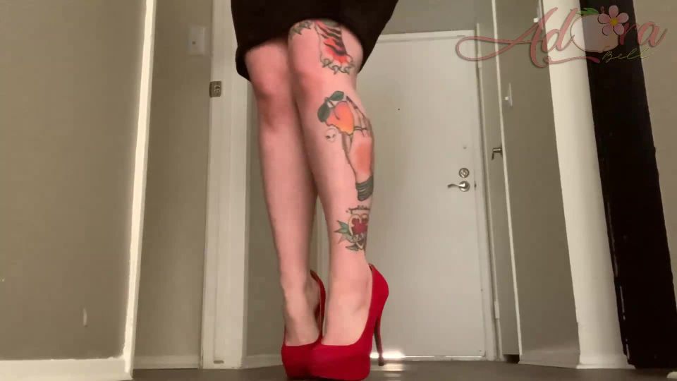 free porn clip 3 femdom strapon Adora bell - Red Heels Muscular Calves - FullHD 1080p, footworship on fetish porn
