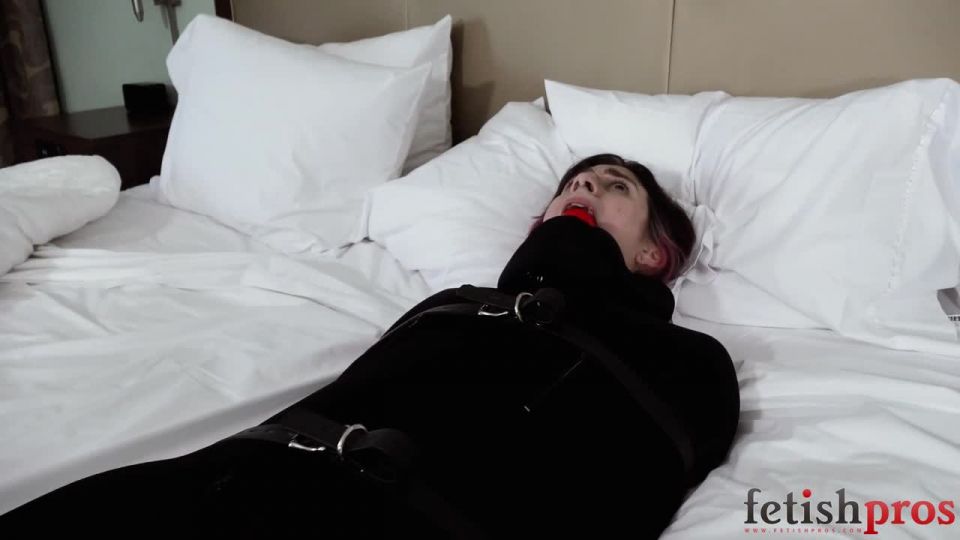 Mia Hope Helplessly Trapped in a Black Bondage Sleepsack ...