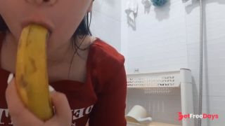 [GetFreeDays.com] Hot Asian  masturbating in bathroom with a banana in her pussy Sex Video October 2022-9
