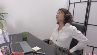 Charming Curly Brunette Babe Rubi Masturbates At The Office.-1