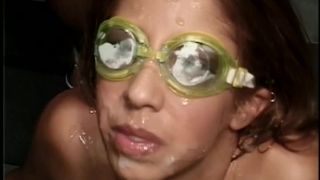 Goggle Wearing Bukkake Whore GroupSex!-4