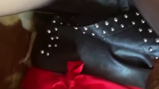 Foot Fetish Tore pantyhose and fucked in a leather skirt-8