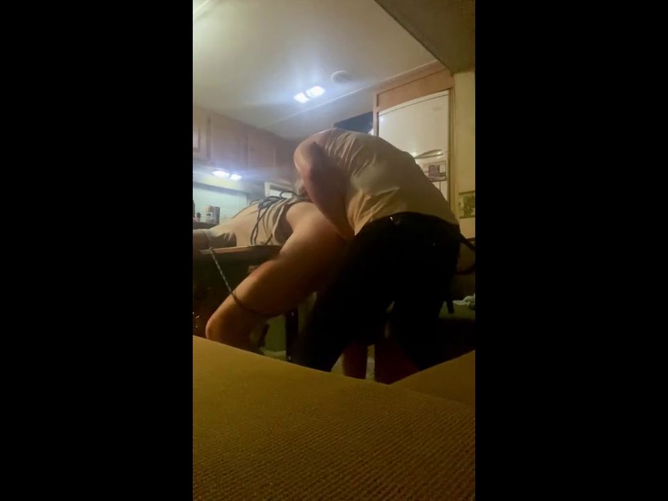 Sex Toys Mistress rough pegging tied down to the table
