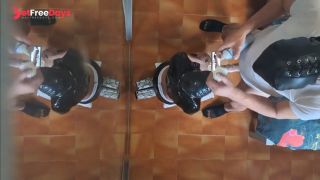 Milf in sexy clothes, stockings and high heels fucked in the mouth and doggy style with repeated org-0