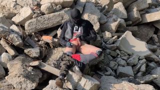 buldgebae - Masturbation on a pile of rubble in MX Gear - Cum in Boots - Slurping Condom-0