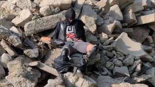 buldgebae - Masturbation on a pile of rubble in MX Gear - Cum in Boots - Slurping Condom-2