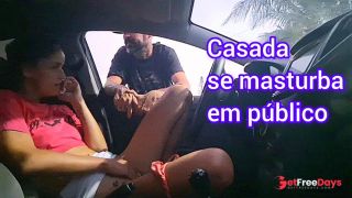 Hot wife showing off without panties and letting a stranger touch her-9