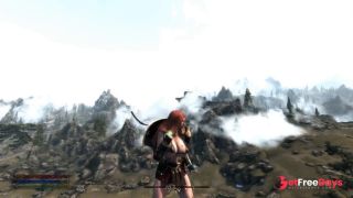 Sexy redhead grows taller and taller - Skyrim Giantess-6