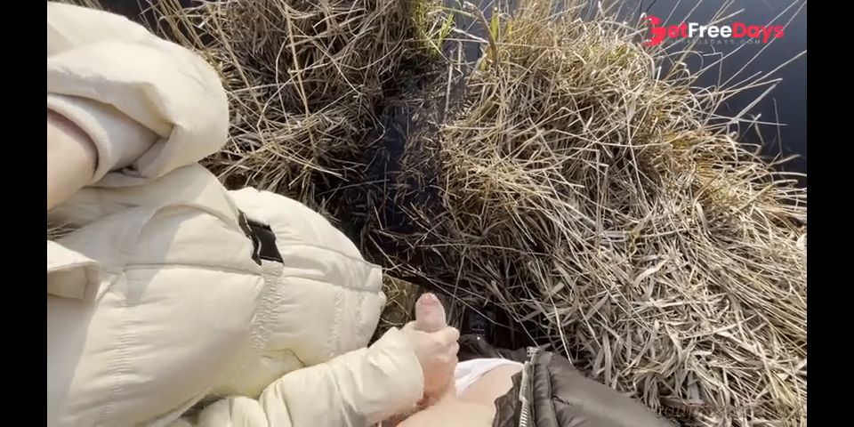 POV hot HANDJOB with a VIEW  my CUM ends up in the LAKE
