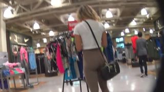 Perfect blonde in skin color tights Public!-0