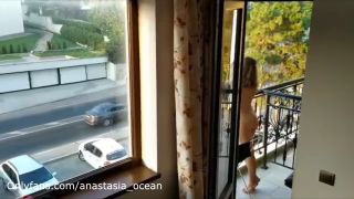 Naked Girl Dances On Balcony Front Of The Road. Public 720p-8