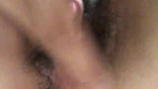 Girl with hairy pussy and huge clit masturbating-1