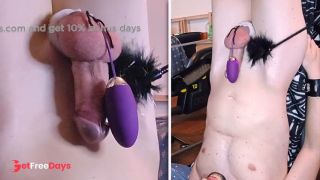 [GetFreeDays.com] Mistress makes her slave boy cum upside down with a vibrator and he eats his own cum Sex Clip April 2023-1