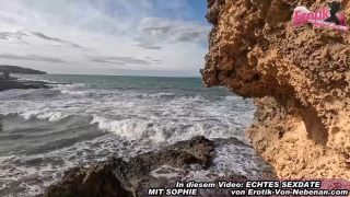 Mallorca German skinny blonde milf fucks outdoor on vacation in sneakers-5