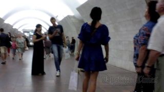 Upskirt-times.com- Ut_2577# Stunning brunette cutie in short blue dress. Our cameraman was raising her...-9