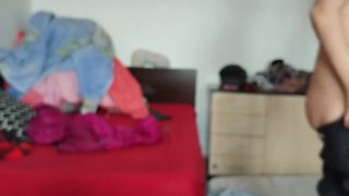 PinkyMadame - Amateur wife has fun trying on clothes and cutting them off. Amateur wife dances naked around the ho-2