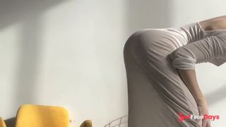 perfect relax stretching in tight transparent dress-5