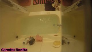 Horny busty girl masturbating with hitachi in the bathtub - Masturbation-1