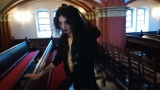 Gothic naughty slut self fisting in a church - Fisting-0