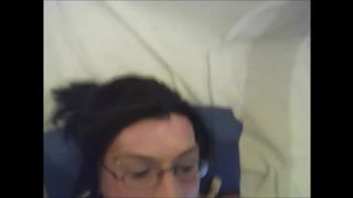 Cute fit British transvestite Glen masturbates and self facial-6