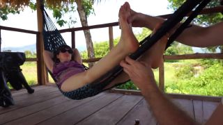 feet sniffing fetish Toe spreading – The most chilled Oil Foot massage on a hammock, massage fetish on femdom porn-0