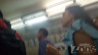 Hidden-Zone.com- Up2821 Under the skirt of a tanned brunette in a short blue dress. Beautiful ass and shaved crotch -3