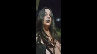 Belly Button Smoking in a goth look provocative outfit-7