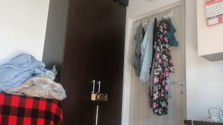 HairyMaid - Sexy wife has fun testing clothes and cutting them off. Brunette dances naked around the house.-0