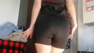 HairyMaid - Sexy wife has fun testing clothes and cutting them off. Brunette dances naked around the house.-8
